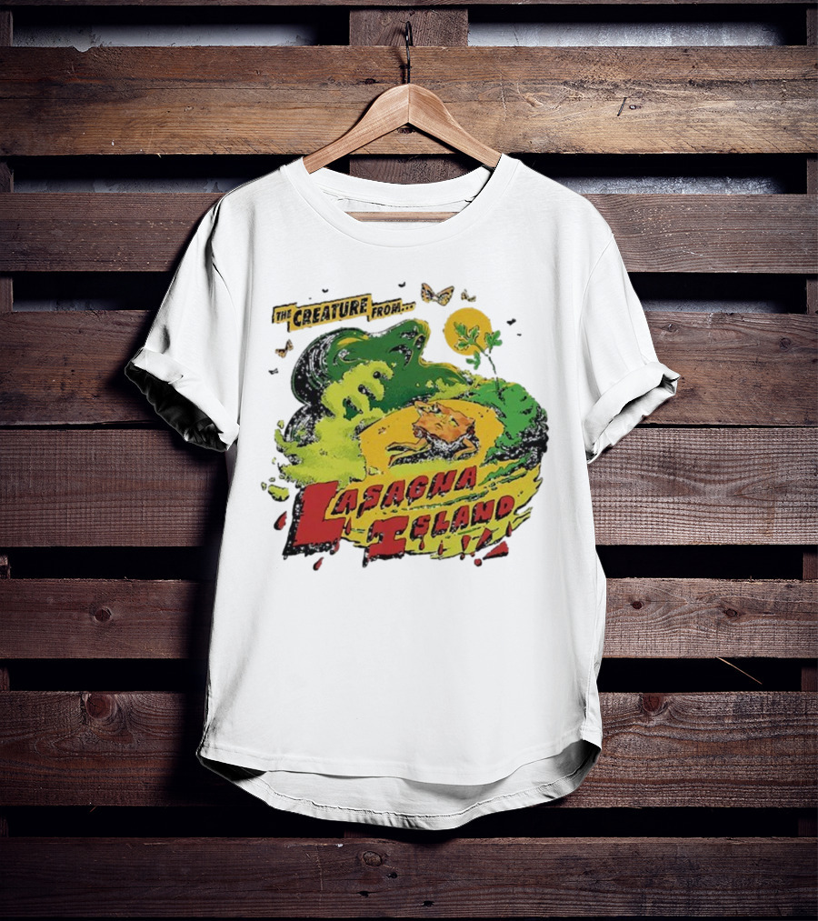 The Creature From Lasagna Island Vintage Horror Design October 2025 T-Shirt