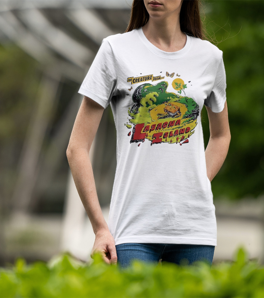 The Creature From Lasagna Island Vintage Horror Design October 2025 T-Shirt
