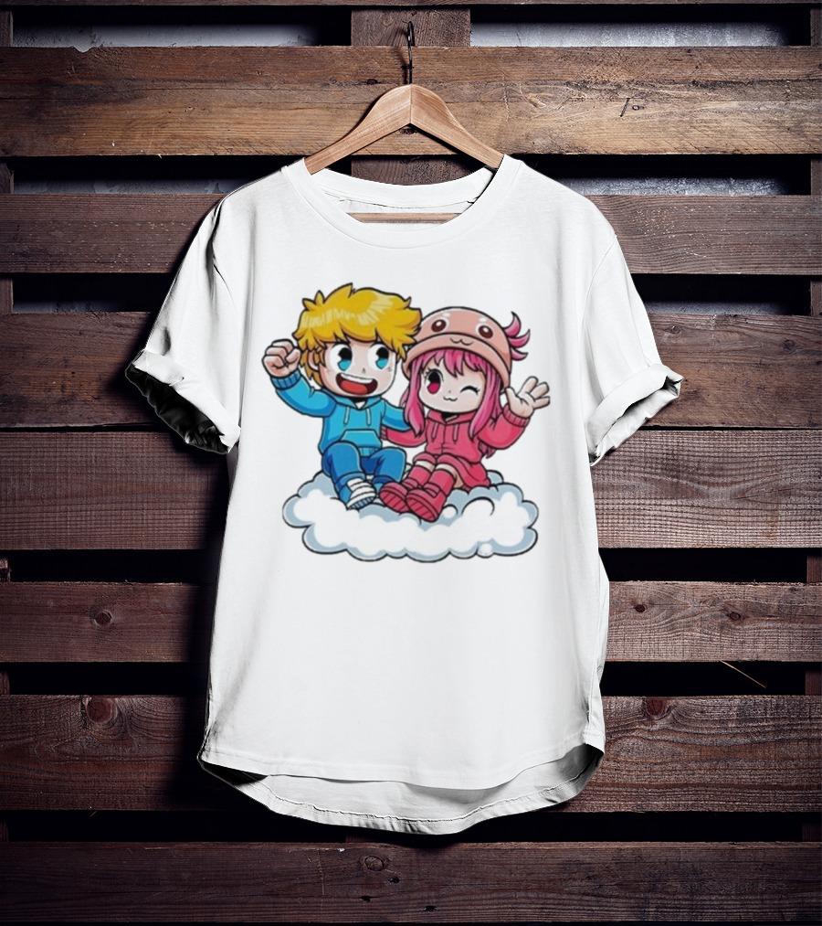 Ukri Et Lea Bio Cute Cartoon Characters On Cloud T-Shirt