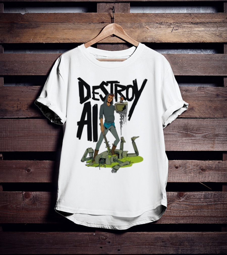 "Aftermath Destroy AI Futuristic Battle Scene" T-Shirt
