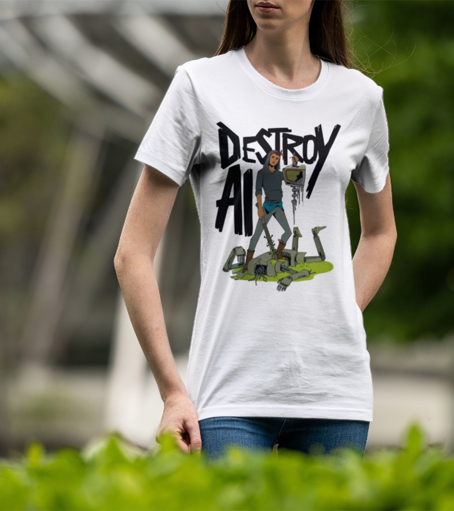 "Aftermath Destroy AI Futuristic Battle Scene" T-Shirt