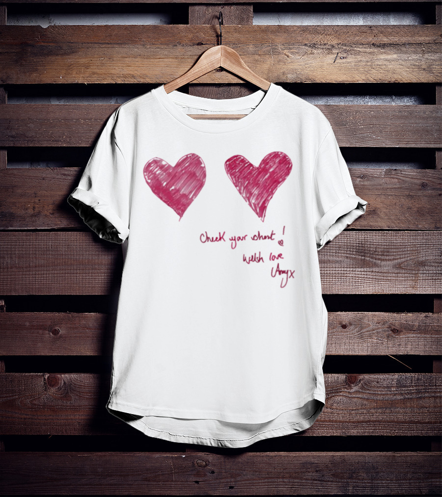 Check Your Chest Heart Design Breast Cancer Awareness With Love Uxy T-Shirt