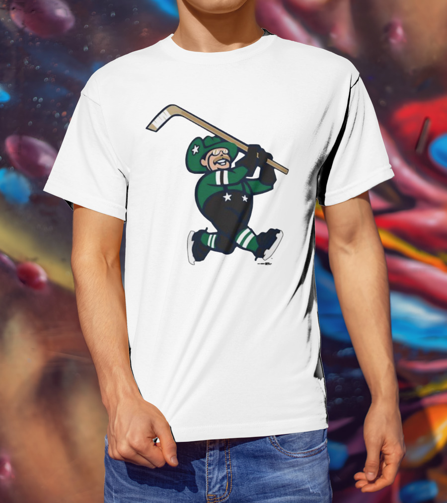 Frisco RoughRiders Dallas Stars Night Mascot Skating Youth Hockey T-Shirt