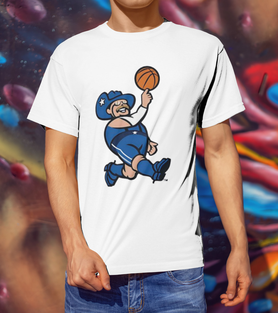 Frisco RoughRiders Dallas Mavericks Crossover Mascot Basketball Cowboy T-Shirt
