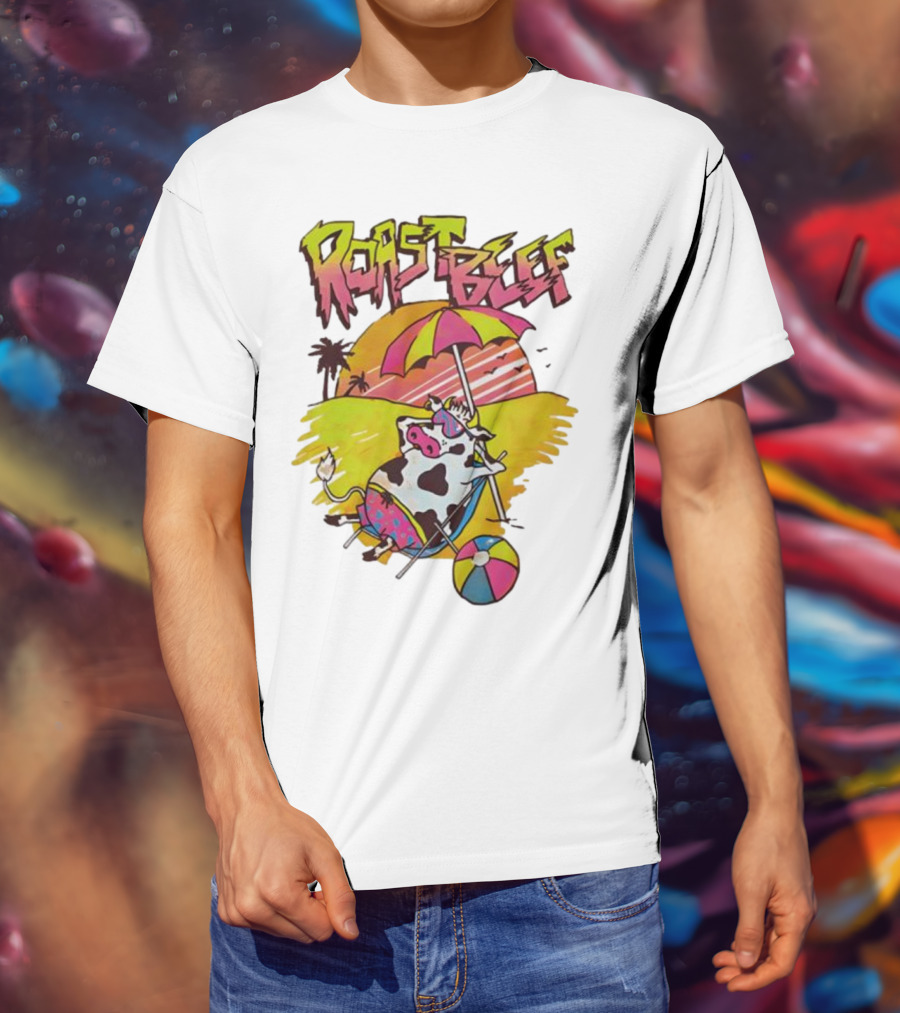 Roast Beef Sunbathing Cow Graphic Gaten Matarazzo Dustin Stranger Things T-Shirt