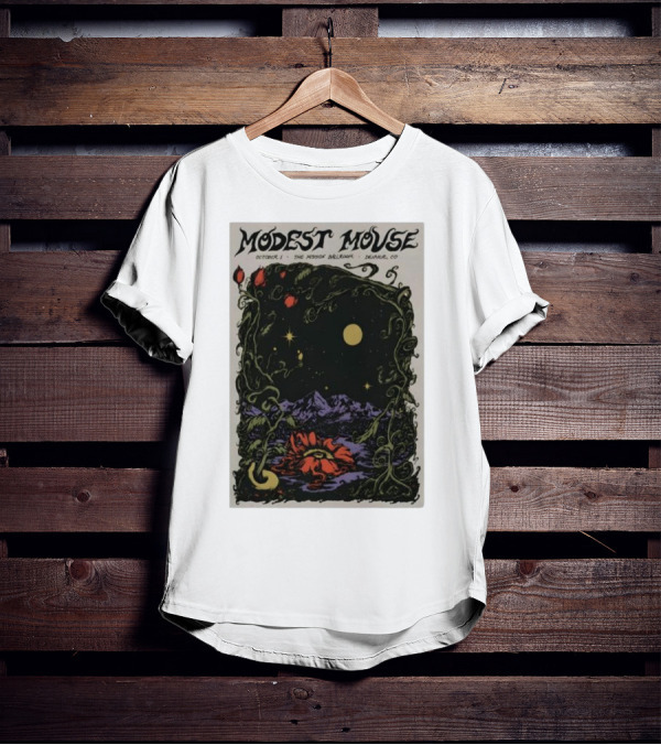 Modest Mouse October 1 The Mission Ballroom Denver CO Moonlit Floral Mountain T-Shirt