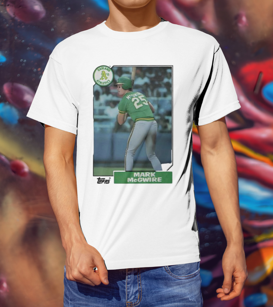 Oakland Athletics Mark McGwire 25 Topps Baseball Player MLB T-Shirt