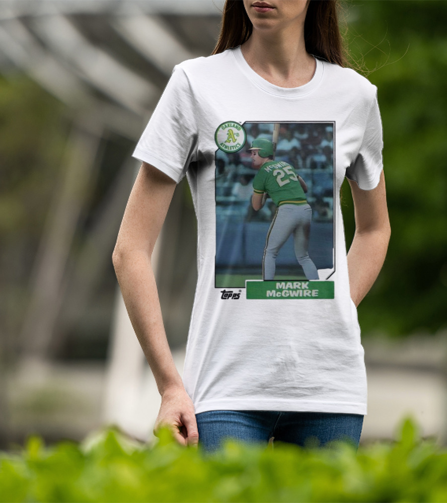 Oakland Athletics Mark McGwire 25 Topps Baseball Player MLB T-Shirt