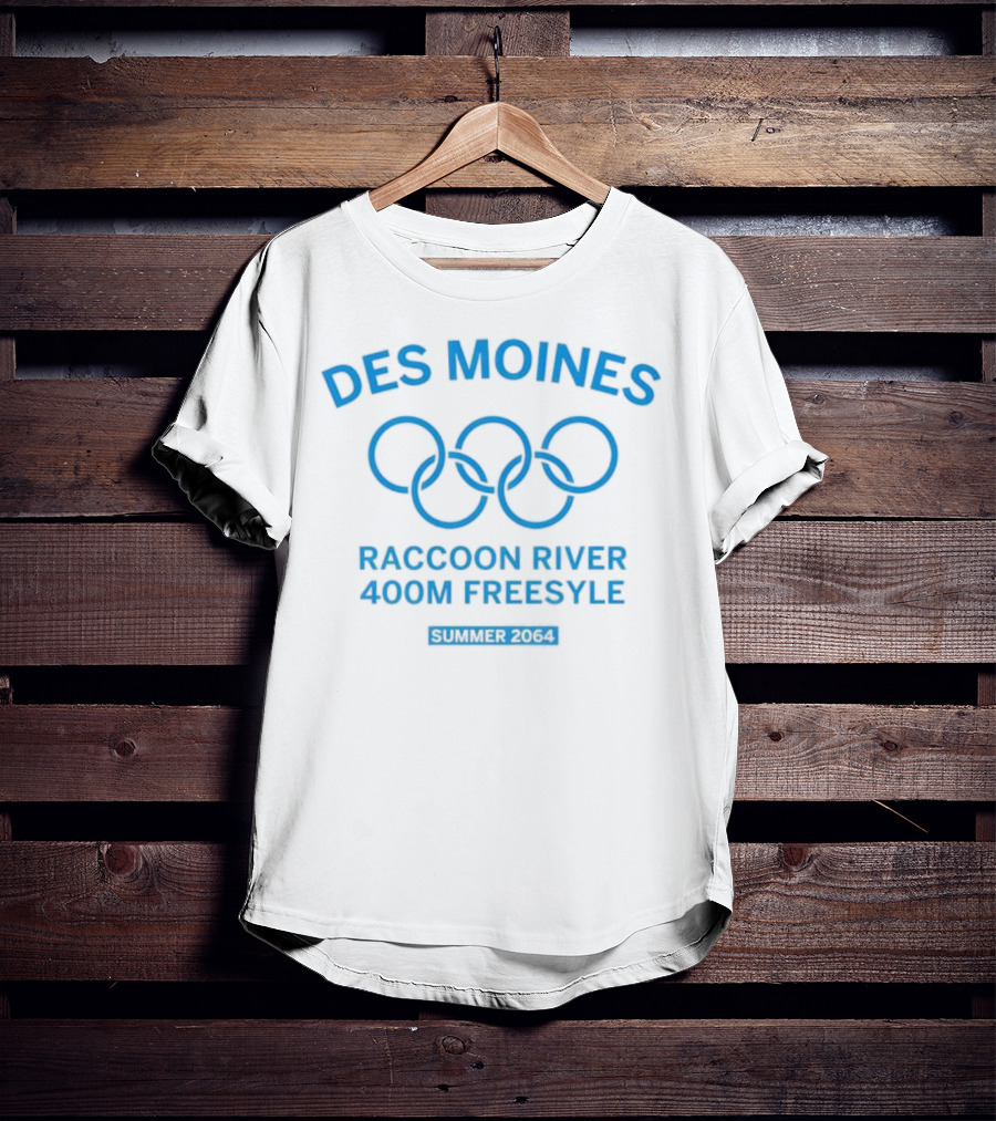 Des Moines Raccoon River 400m Freestyle Summer 2064 Olympic Rings T-Shirt