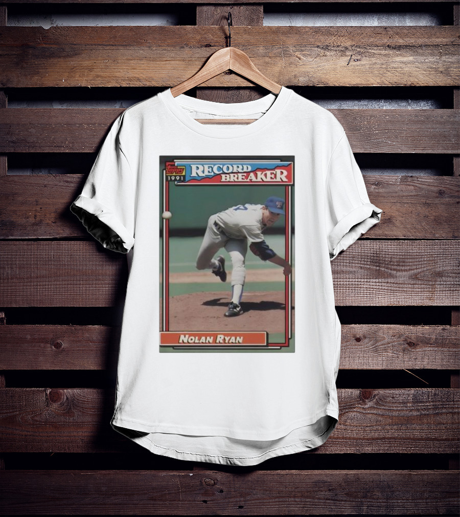 Topps 1991 Nolan Ryan Texas Rangers Record Breaker MLB T-Shirt