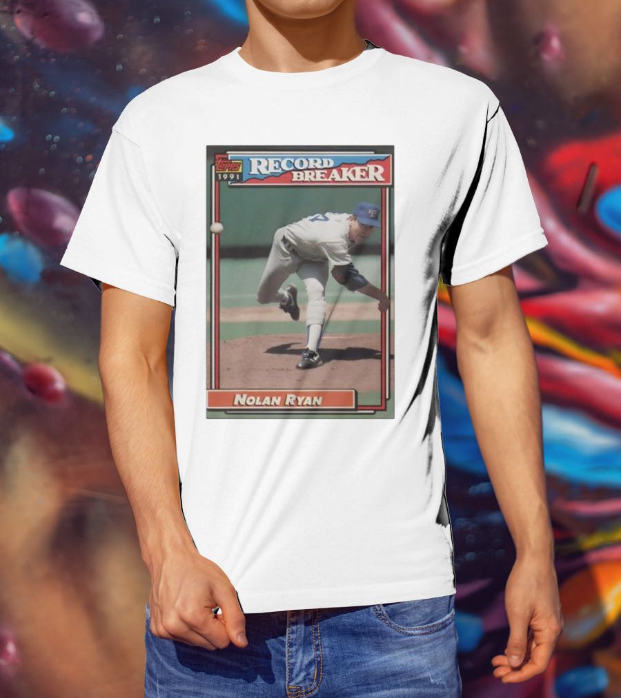 Topps 1991 Nolan Ryan Texas Rangers Record Breaker MLB T-Shirt