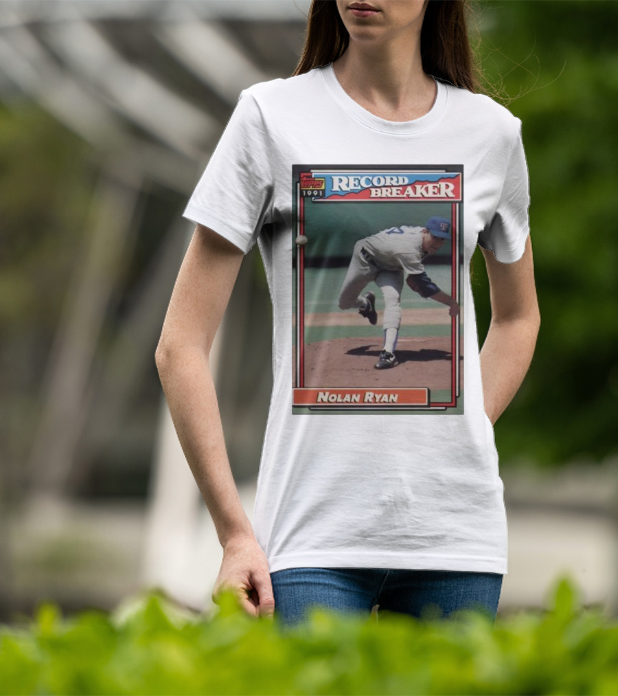 Topps 1991 Nolan Ryan Texas Rangers Record Breaker MLB T-Shirt