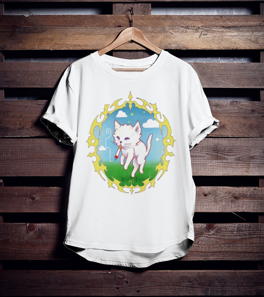 Where's Your Head At Cat Kitties Cosmic Chill Smoke Art T-Shirt