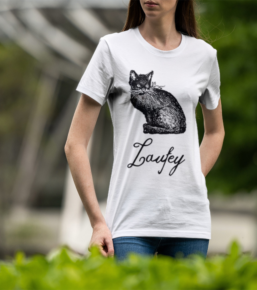 Laufey Black Cat Red Bow Silhouette T-Shirt