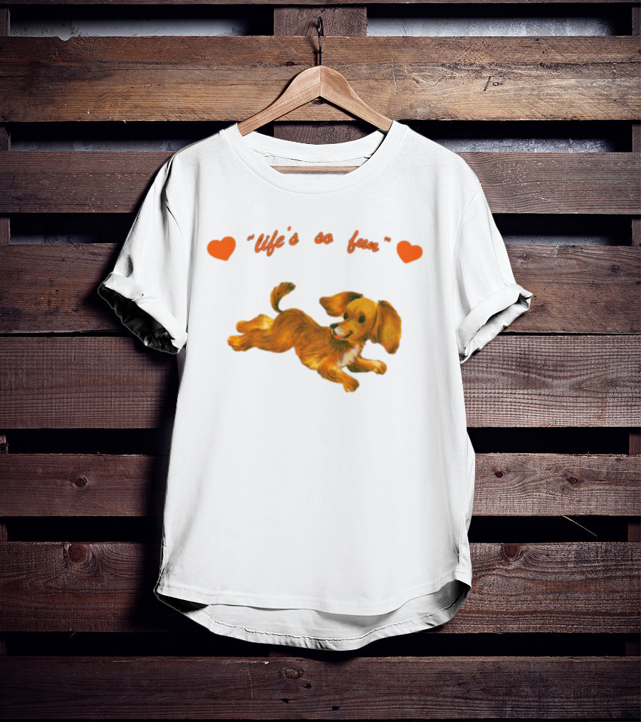 "Life's So Fun Playful Dog Hearts" T-Shirt