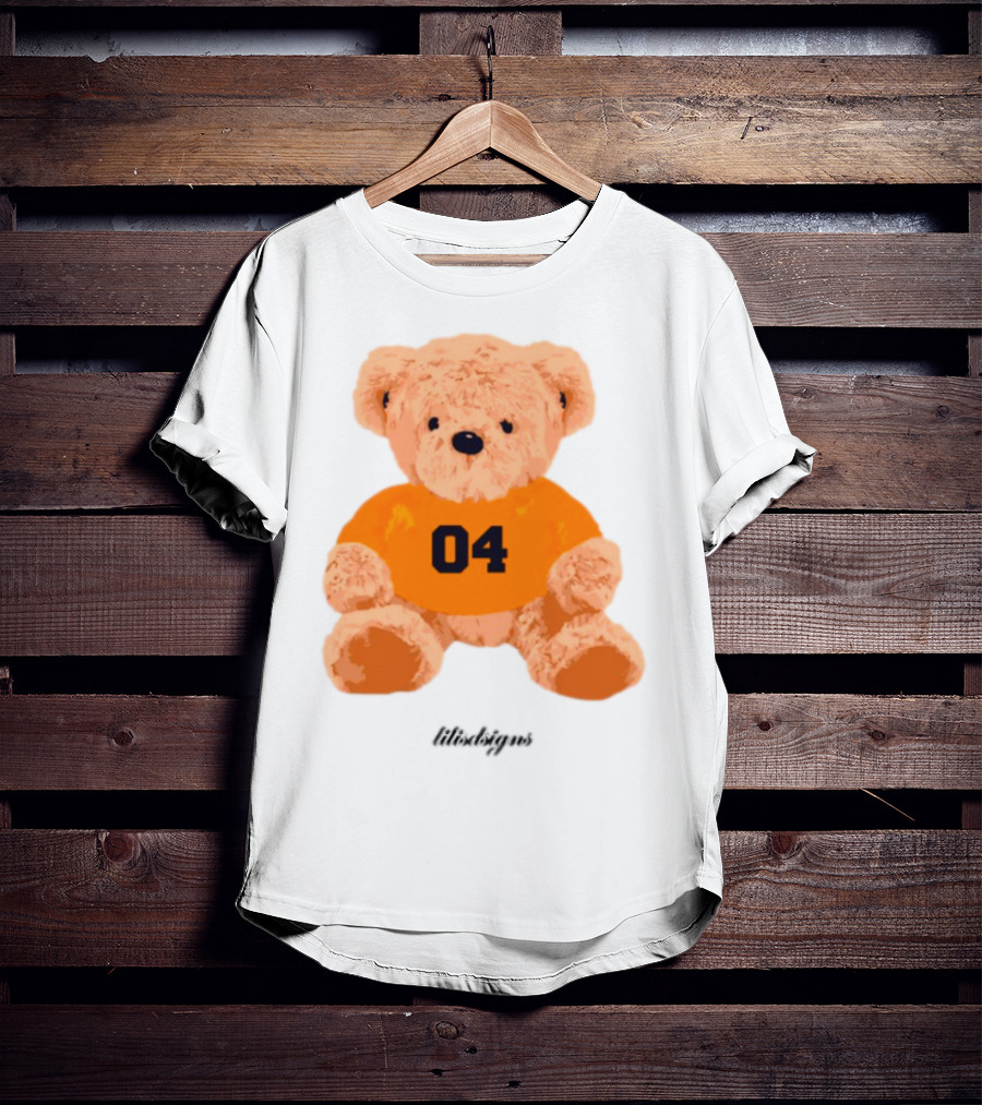 Lilisdsigns 04 Teddy Bear Plush Toy In Orange T-Shirt