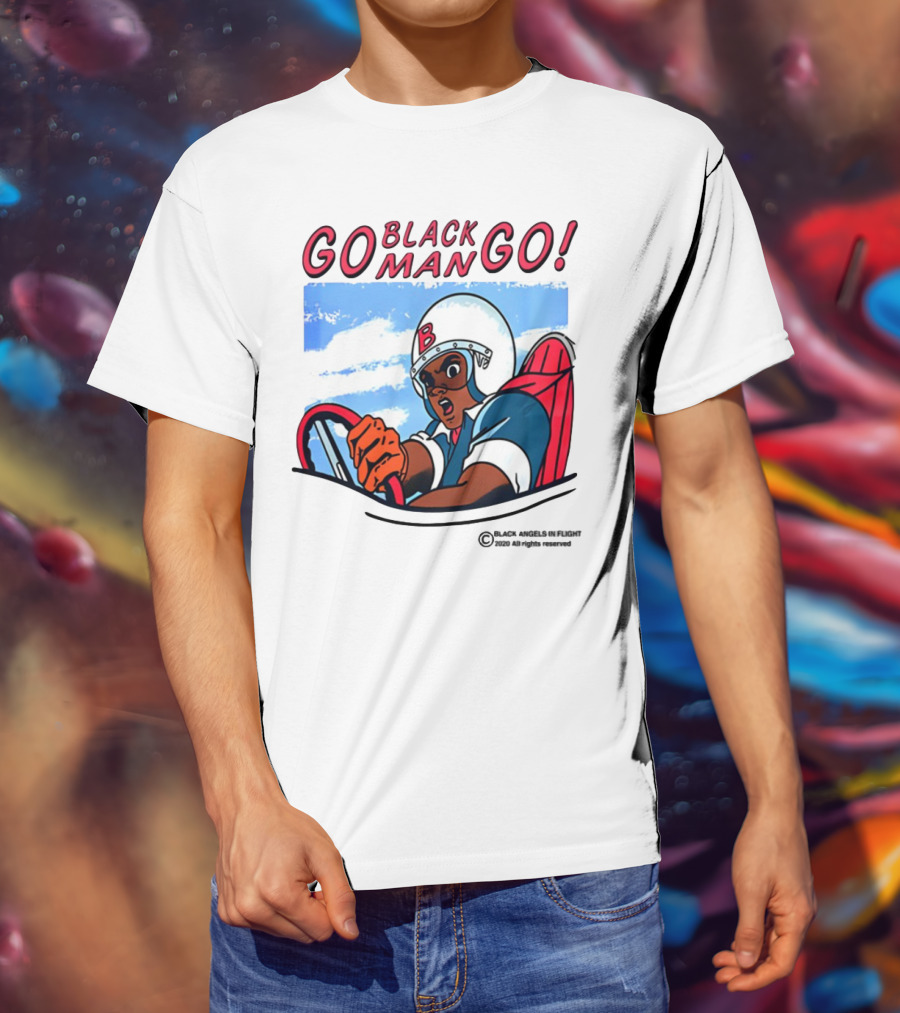 Metro Boomin Go Black Man Go Racer B Helmet Black Angels In Flight Text T-Shirt