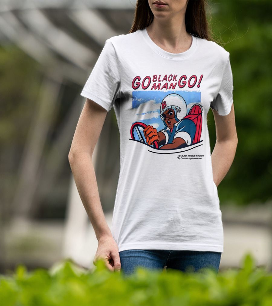 Metro Boomin Go Black Man Go Racer B Helmet Black Angels In Flight Text T-Shirt