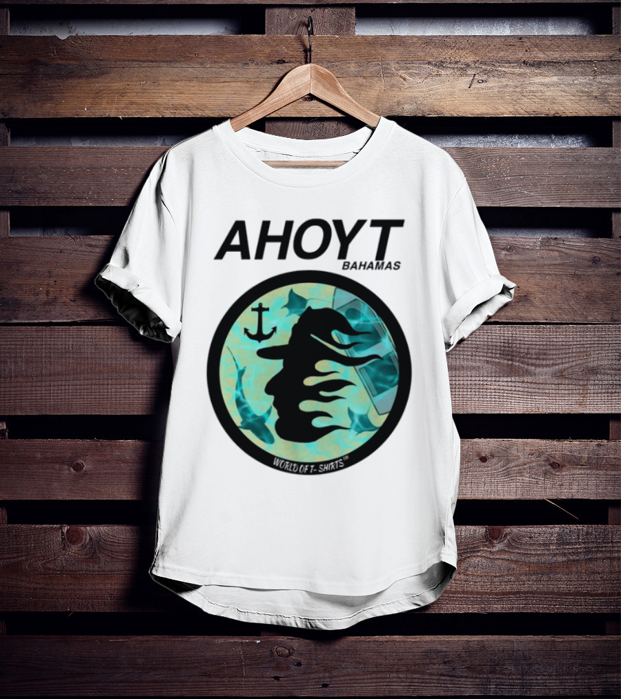 Worldof S Ahoyt Bahamas Anchor Sharks Circle Ocean Theme T-Shirt