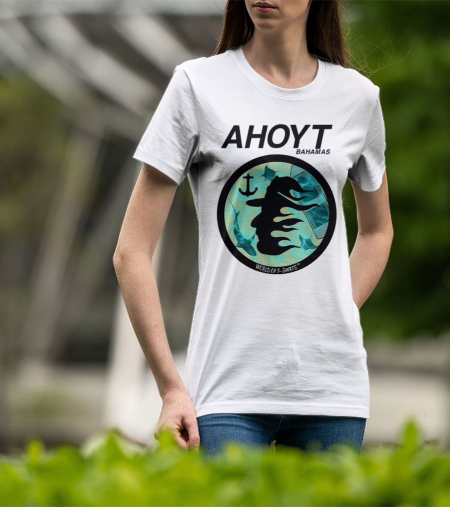 Worldof S Ahoyt Bahamas Anchor Sharks Circle Ocean Theme T-Shirt