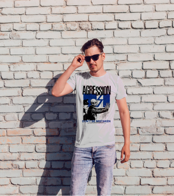 Agression Don’t Be Mistaken Skull Skeleton Police Confrontation T-Shirt