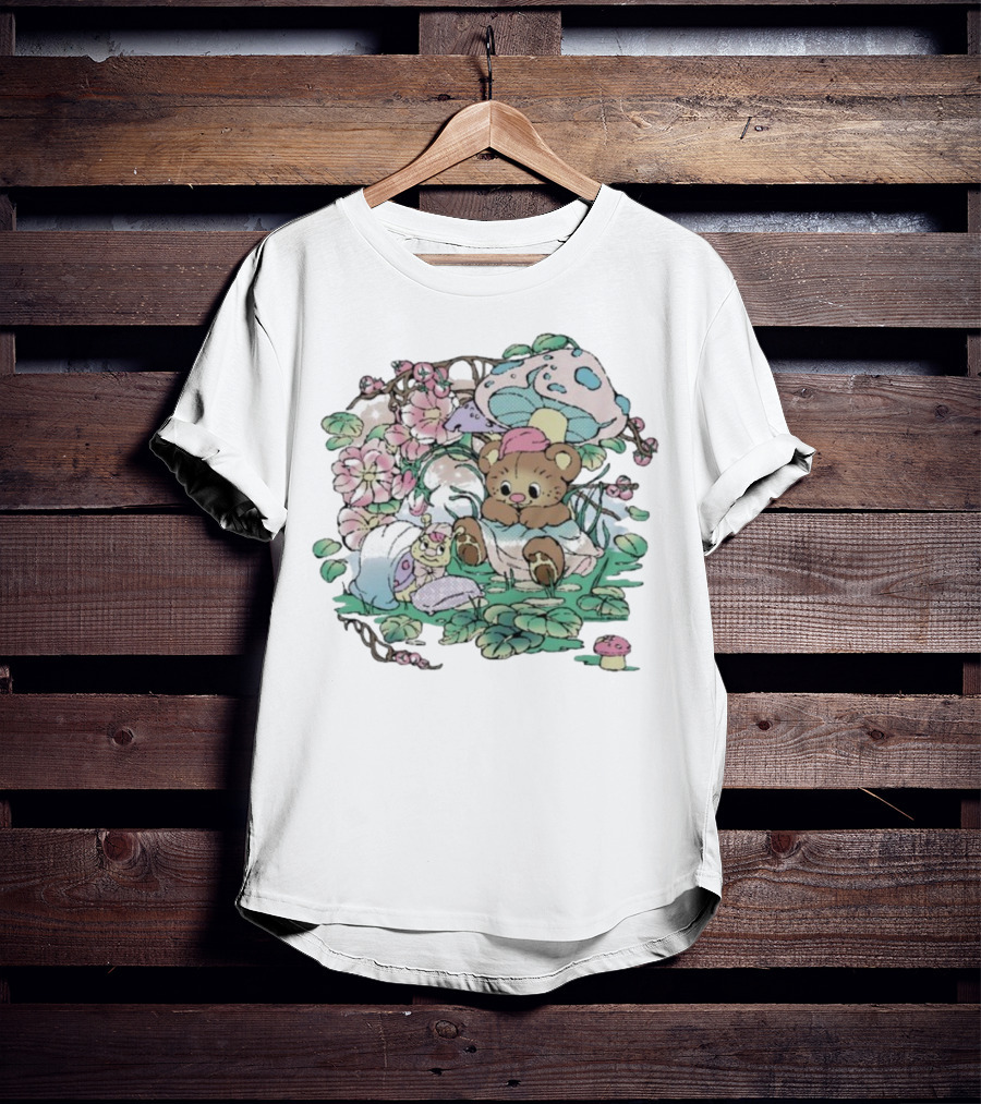 Hannah Michelle Forest Nap Bear And Mushroom Garden-Style Pals T-Shirt