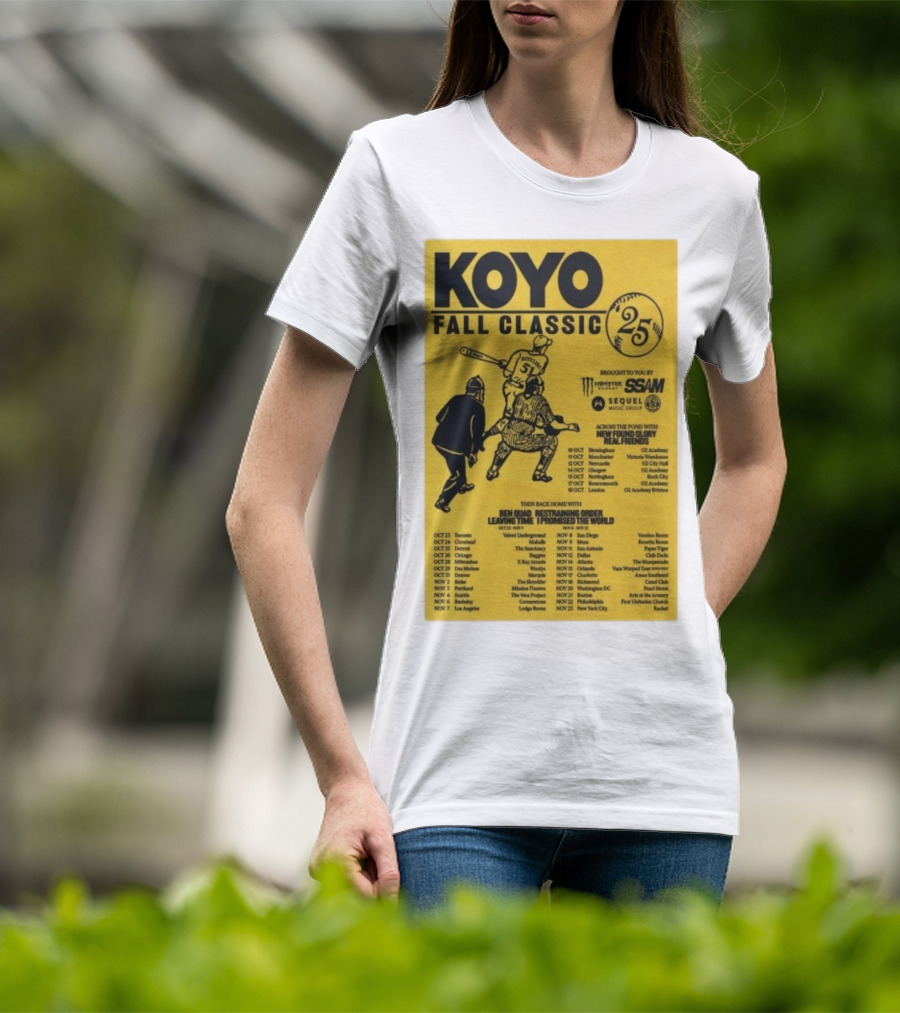 Koyo Fall Classic 2025 Tour Featuring New Found Glory Real Friends Ben Quad Restraining Order T-Shirt