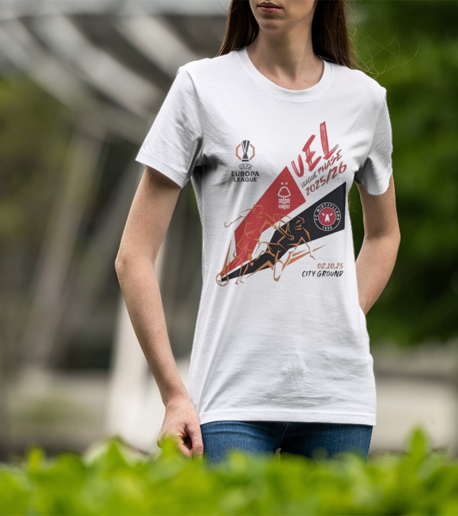 Nottingham Forest Vs FC Midtjylland Europa League 2025/26 League Phase City Ground 02.10.25 T-Shirt