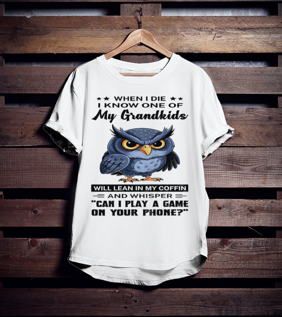 Owl When I Die Grandkids Whisper Can I Play A Game T-Shirt