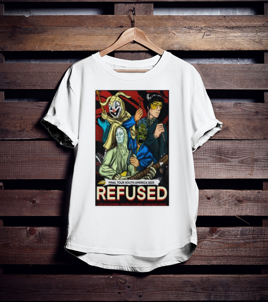 Refused Final Tour South America 2025 Teatro Coliseo Santiago Chile 3 De Noviembre Masked Band Illustration T-Shirt