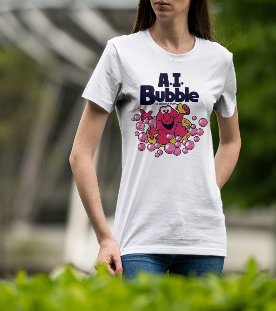 A.I. Bubble Is Gonna Pop Funny Red Character With Pink Bubbles T-Shirt