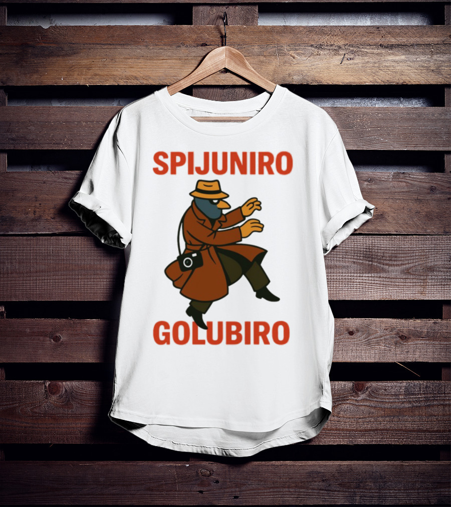 Spijuniro Golubiro Spy Pigeon In Trench Coat And Hat Retro Style T-Shirt