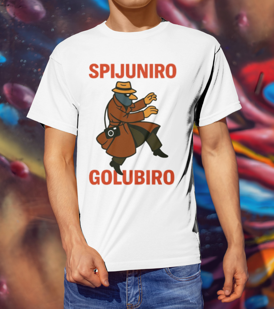 Spijuniro Golubiro Spy Pigeon In Trench Coat And Hat Retro Style T-Shirt