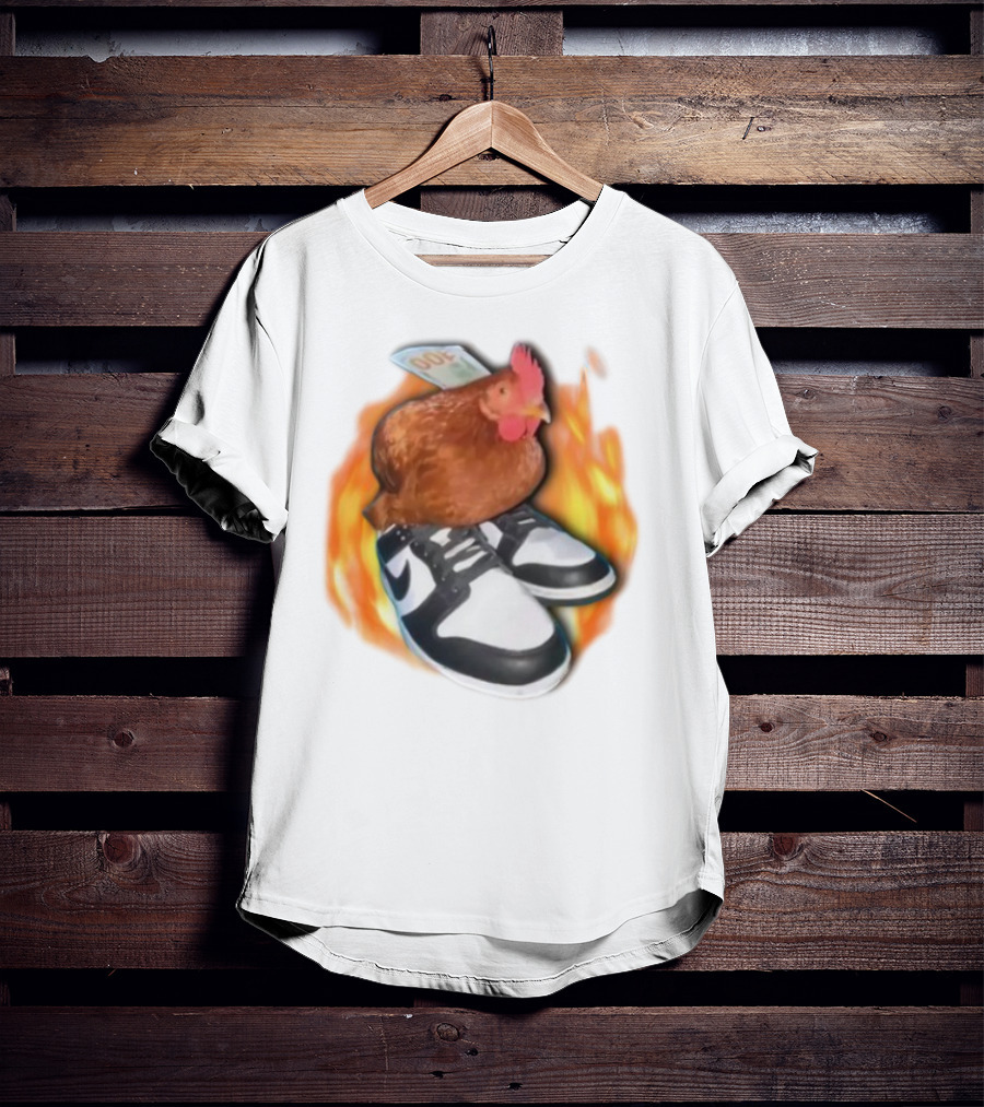 Cringeytees Swag Chicken Money Sneakers Flame Comedic Fashion T-Shirt