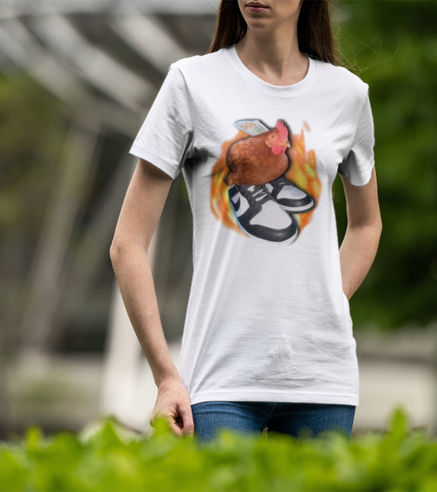 Cringeytees Swag Chicken Money Sneakers Flame Comedic Fashion T-Shirt