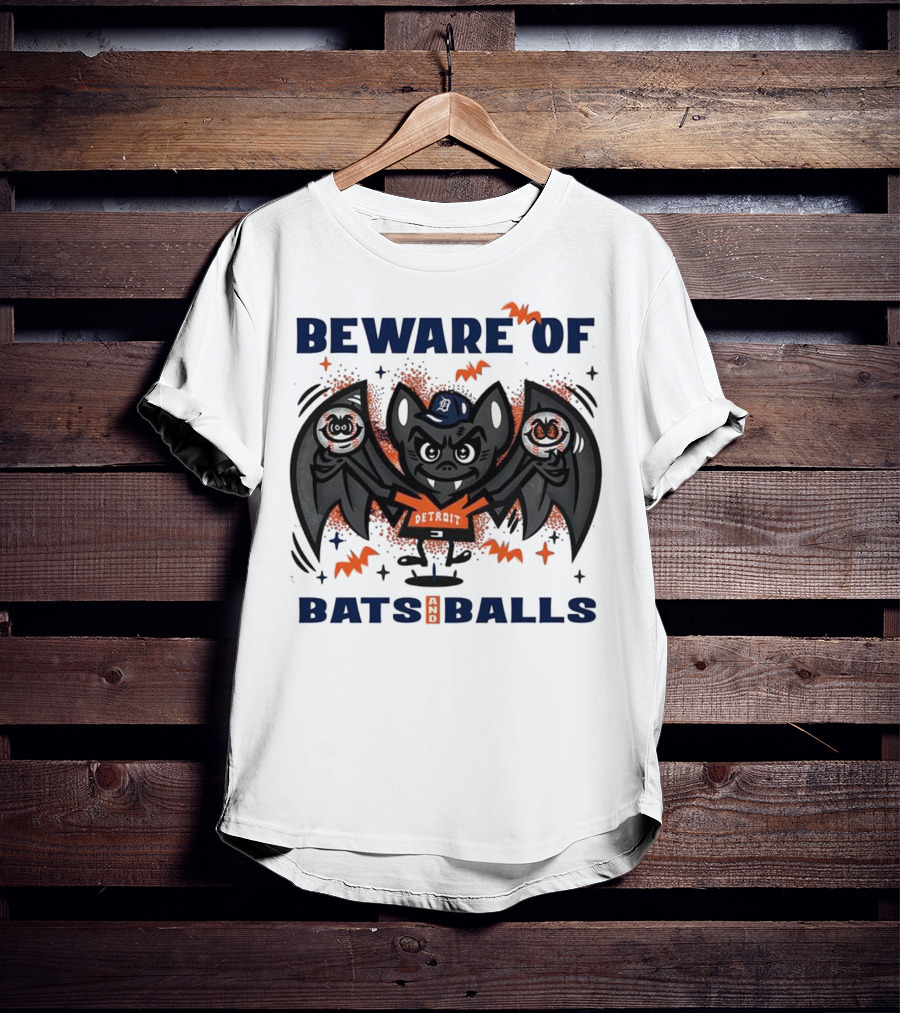 Beware Of Bats And Balls Detroit Halloween Baseball Theme T-Shirt
