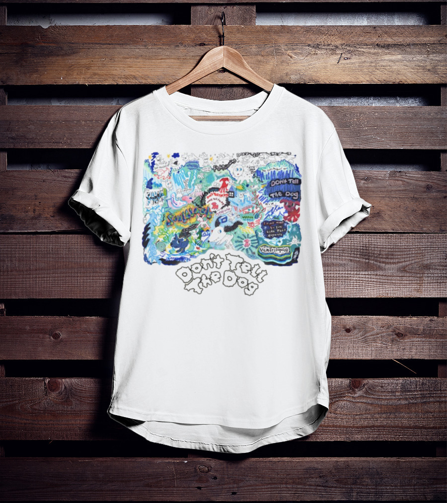 Don't Tell The Dog Sunflower Ventura Highway Whimsical Collage T-Shirt