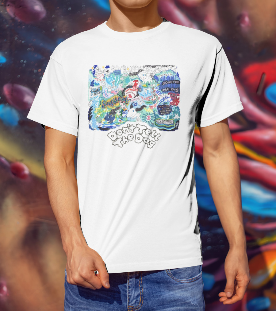 Don't Tell The Dog Sunflower Ventura Highway Whimsical Collage T-Shirt