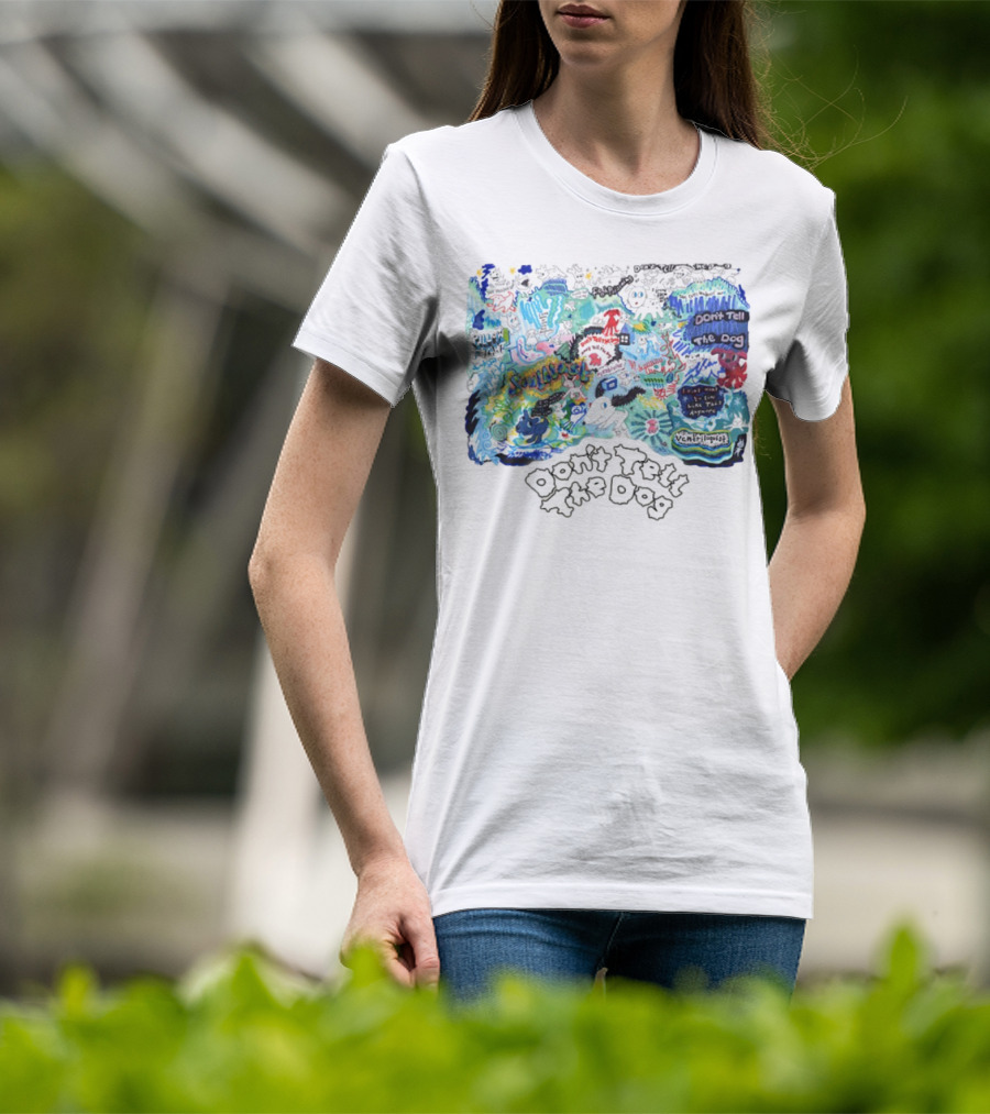 Don't Tell The Dog Sunflower Ventura Highway Whimsical Collage T-Shirt