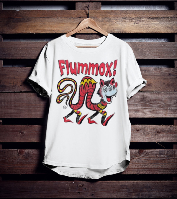 Flummox Seussian Opossum Pal Red Yellow Striped Creature T-Shirt