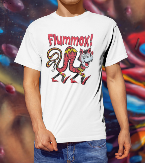Flummox Seussian Opossum Pal Red Yellow Striped Creature T-Shirt