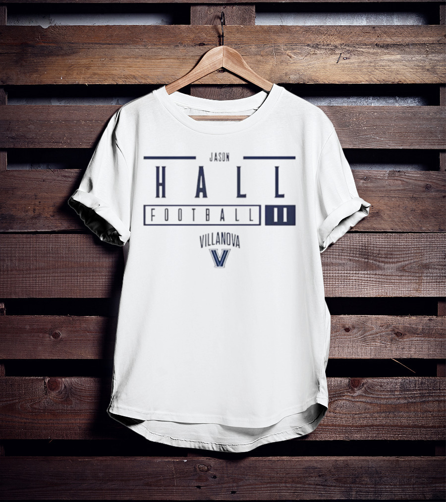 Jason Hall Number 11 Football Villanova University V Logo T-Shirt