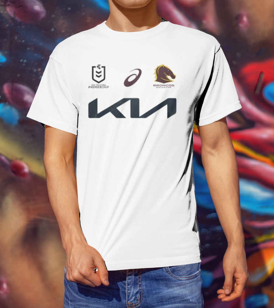 Kia Brisbane Broncos 2025 NRL Away Jersey Asics National Rugby League T-Shirt