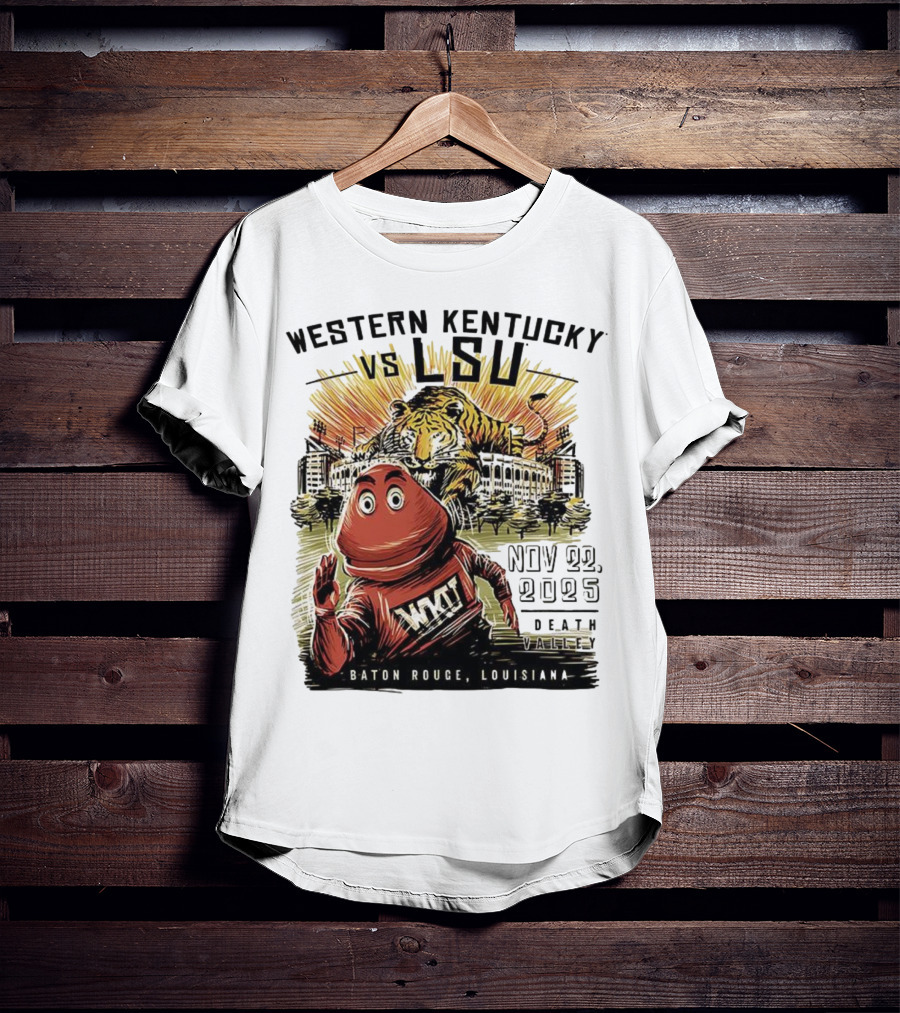 Western Kentucky Vs LSU November 2025 Tiger Mascot Baton Rouge Louisiana Stadium T-Shirt