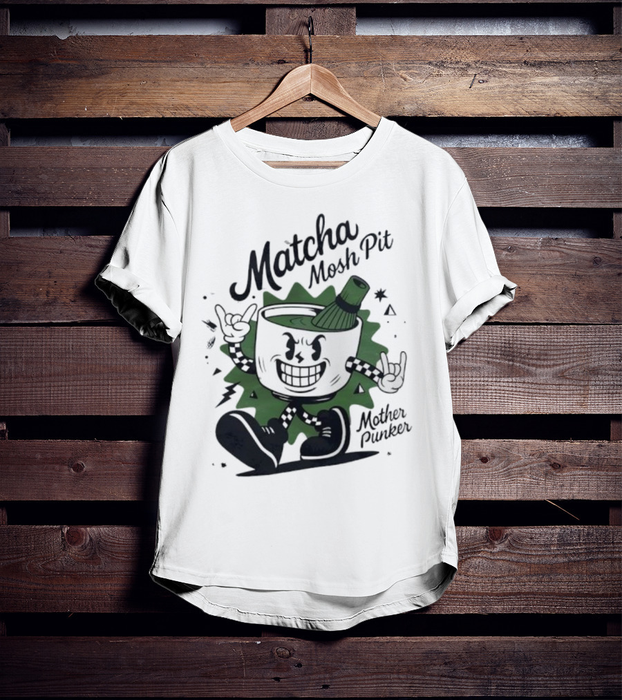 Matcha Mosh Pit Mother Punker Cartoon Cup With Whisk T-Shirt