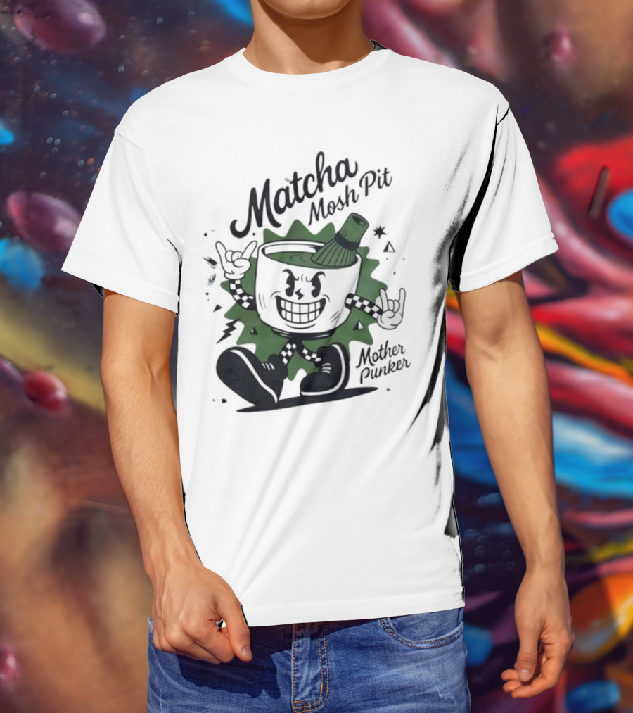 Matcha Mosh Pit Mother Punker Cartoon Cup With Whisk T-Shirt
