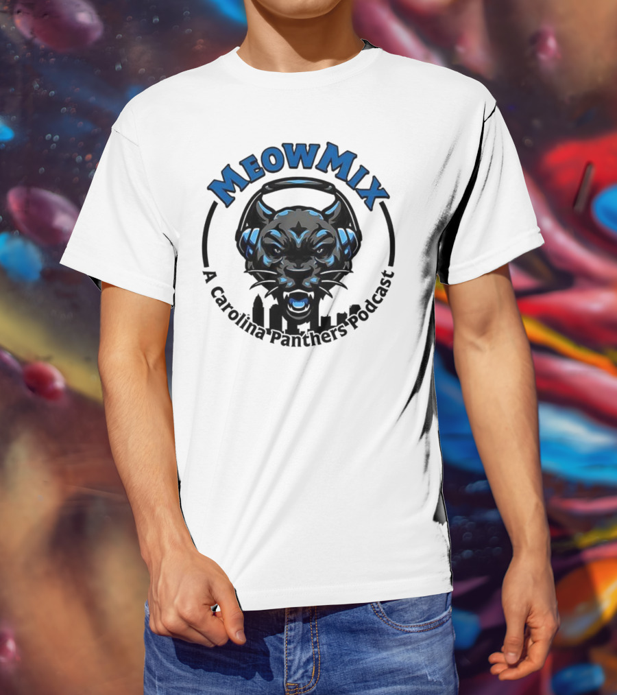 Meow MIX Carolina Panthers Podcast Panther Headphone Art T-Shirt