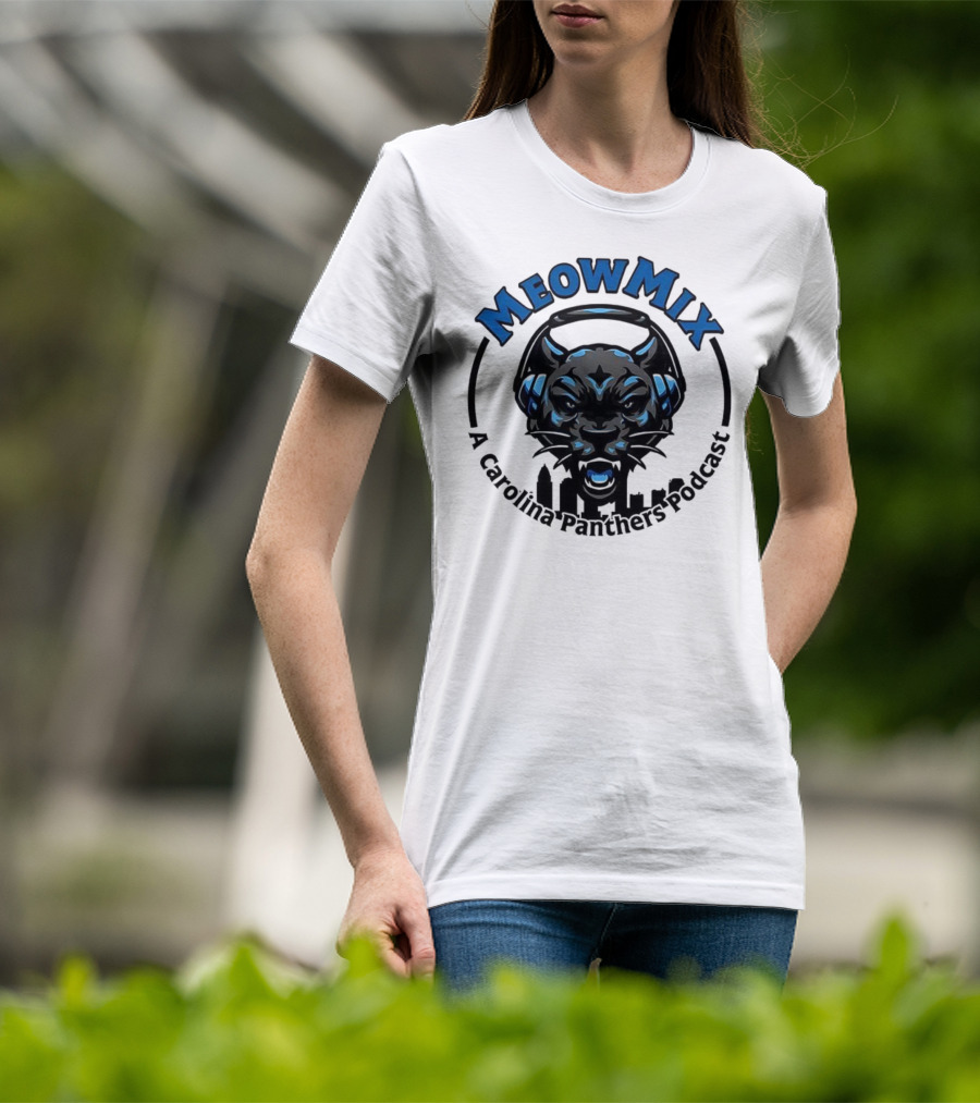 Meow MIX Carolina Panthers Podcast Panther Headphone Art T-Shirt