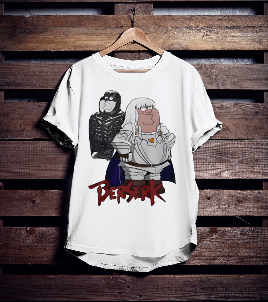 Peter Griffin Family Guy Berserk Crossover Meme Griffith Armor Guts Cosplay T-Shirt