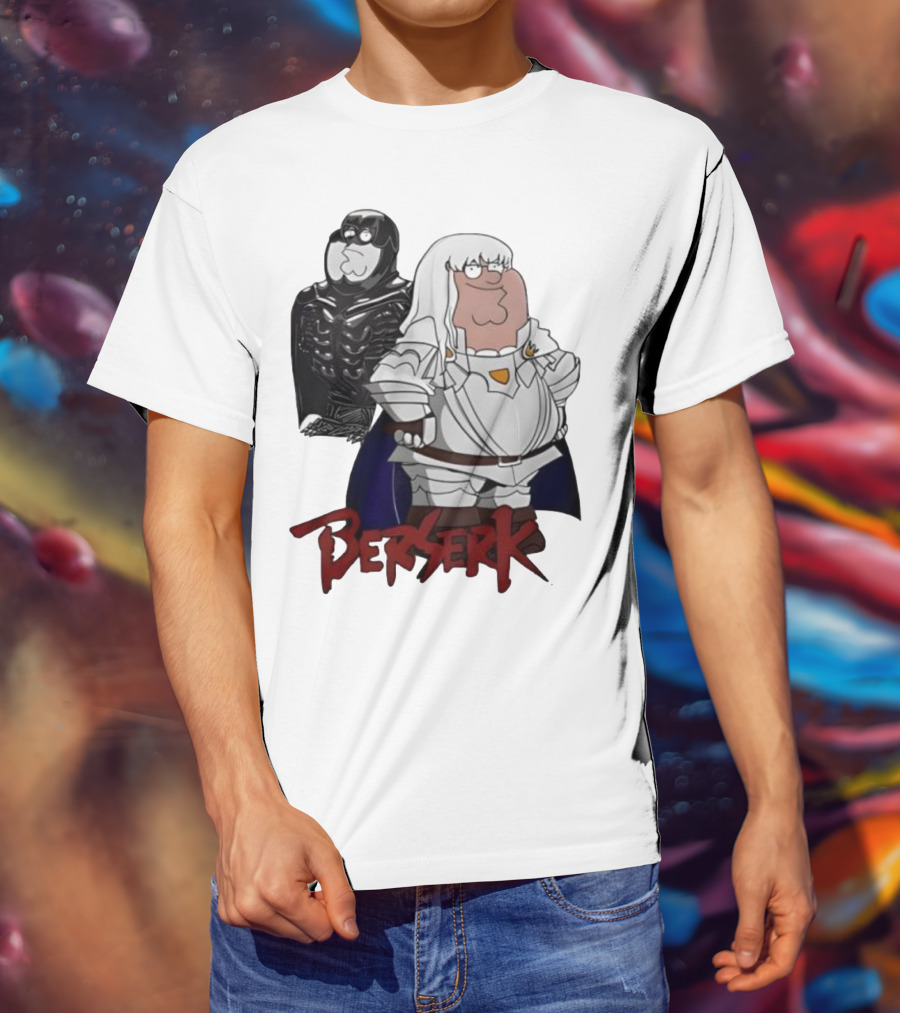 Peter Griffin Family Guy Berserk Crossover Meme Griffith Armor Guts Cosplay T-Shirt